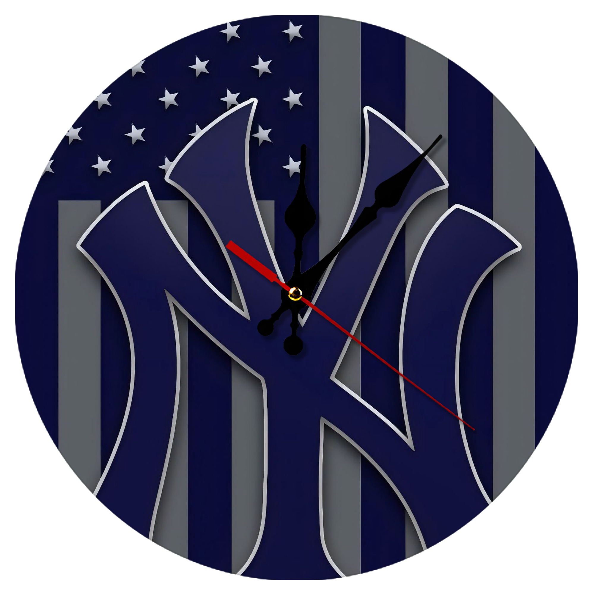 New York Yankees 162 Silent Round Wall Clock – Modern & Stylish DIY Design, Durable Wood Construction, Easy To Install – Perfect For Office, Bedroom, Living Room, And More